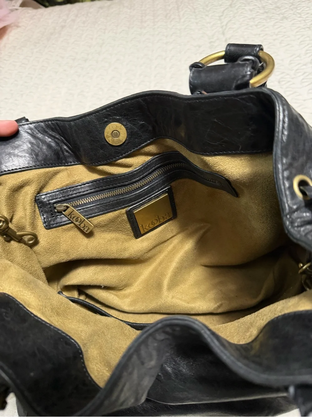 Kooba Sienna Black Distressed Leather Hobo Bag - EUC Boho Y2K